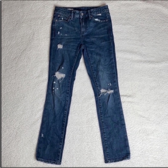 Gap Jeans Denim Ripped Distressed Paint splatter Size 24 x 27 custom - Picture 2 of 7